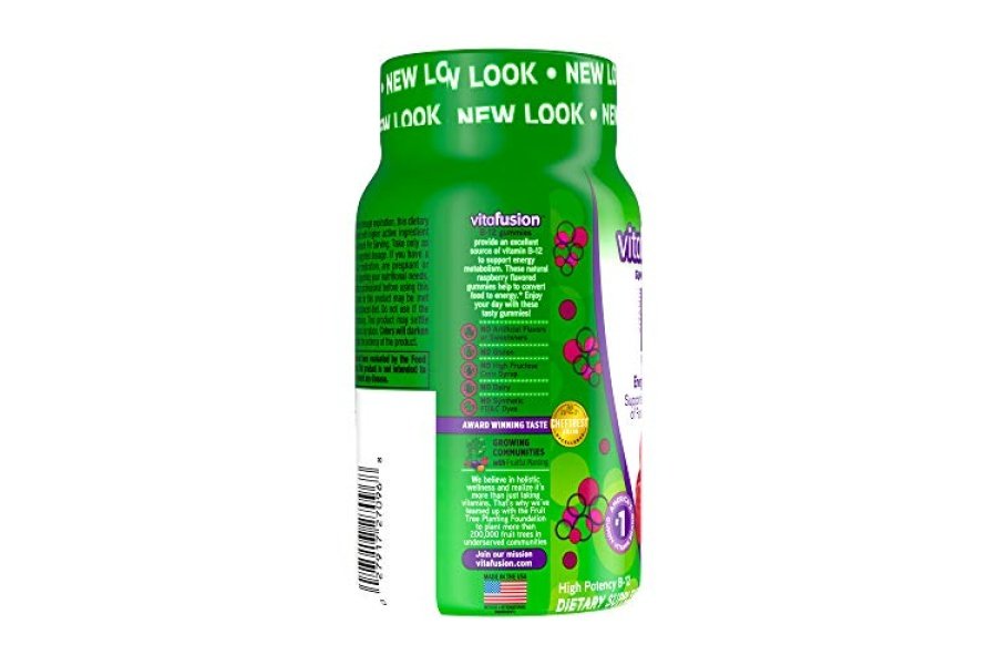 Vitaminas gomosas Vitafusion B12, delicioso sabor a frambuesa, 60 unidades (suministro para 30 días) - Image 13