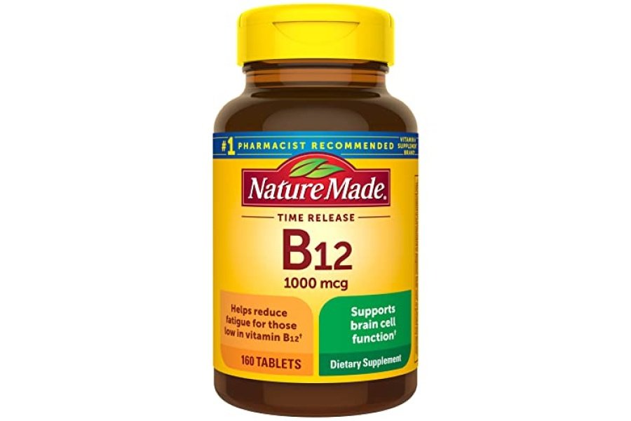 Nature Made Vitamina B12 1000 mcg, suplemento dietético para apoyar el metabolismo energético, 160 tabletas de liberación prolongada, suministro para 160 días