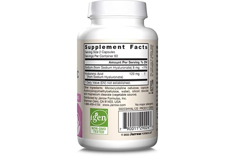 Jarrow Formulas Ácido hialurónico 120 mg, suplemento dietético, apoyo a la salud de la piel, 120 cápsulas vegetales, suministro para hasta 60 días - Image 10