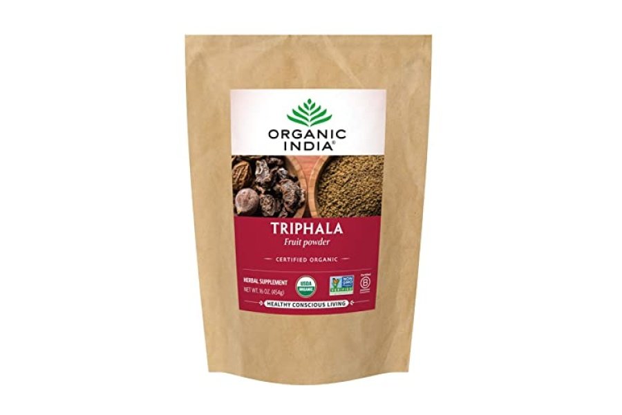 Cápsulas Organic India Triphala - Suplemento de hierbas con Amla, Bibhitaki, Haritaki, soporte para la digestión y el colon, soporte para el sistema inmunológico, adaptógeno, vegano, orgánico certificado por USDA - Bolsa de 1 libra