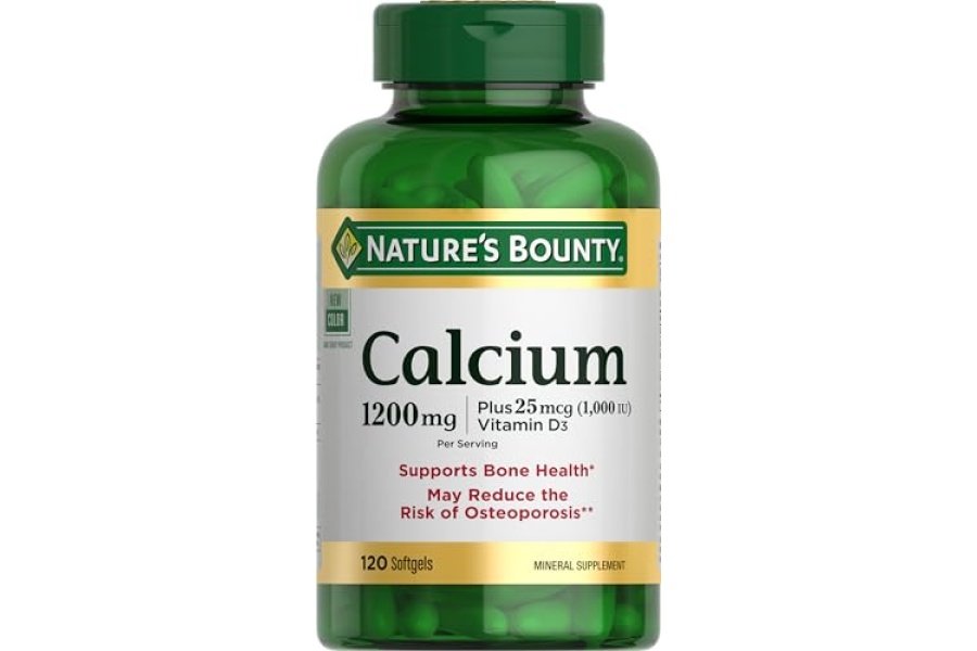 Nature's Bounty Carbonato de calcio y vitamina D, respalda la salud inmunológica y ósea, 1200 mg de calcio y 1000 UI de vitamina D3, 120 cápsulas blandas