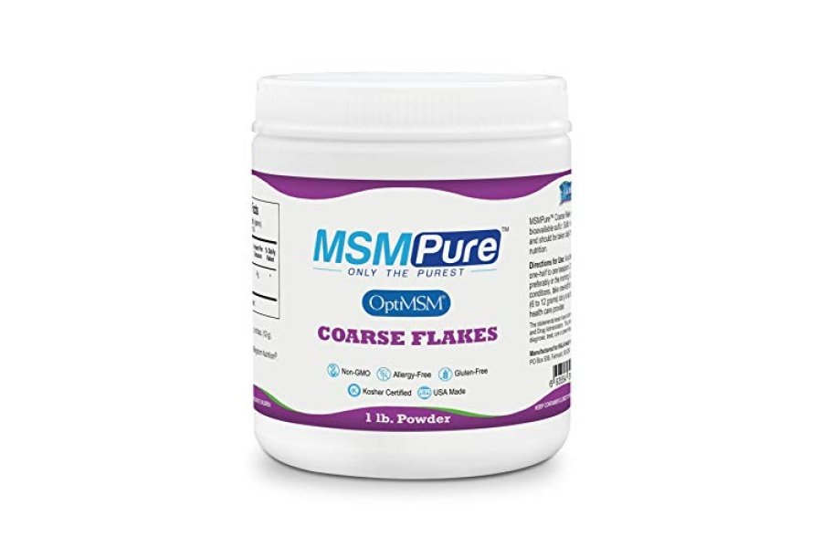 Kala Health MSMPure MSM - Escamas de polvo grueso de 1 libra, cristales de azufre orgánico destilados para piel y cabello.