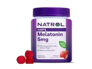 Natrol Gomitas de melatonina de 5 mg, apoyo para dormir para adultos, suplementos de melatonina para dormir, 90 gomitas con sabor a fresa, suministro para 45 días