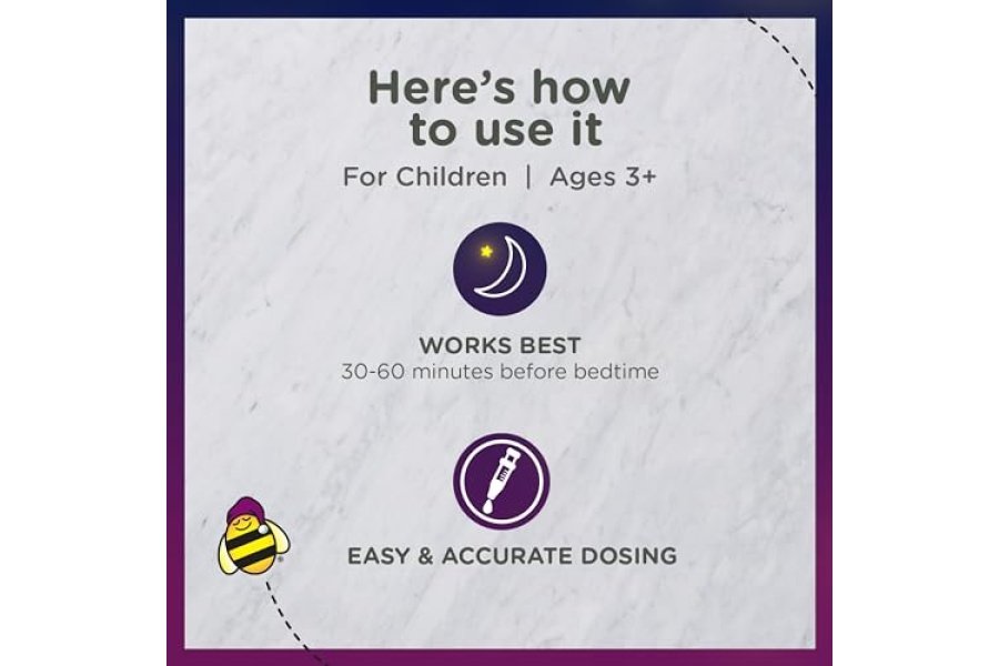 Suplemento líquido para dormir para niños de Zarbee's con 1 mg de melatonina; Libre de drogas y eficaz; Sabor a bayas naturales fácil de tomar para niños de 3 años en adelante; Botella de 1 onza líquida - Image 5