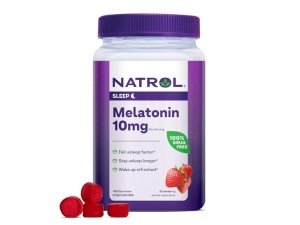 Natrol Gomitas de melatonina de 10 mg, apoyo para dormir para adultos, suplementos de melatonina para dormir, 140 gomitas con sabor a fresa, suministro para 70 días