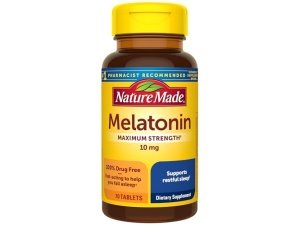 Nature Made Melatonina 10 mg tabletas de máxima potencia, ayuda para dormir 100% libre de drogas para adultos, 70 unidades, suministro para 70 días