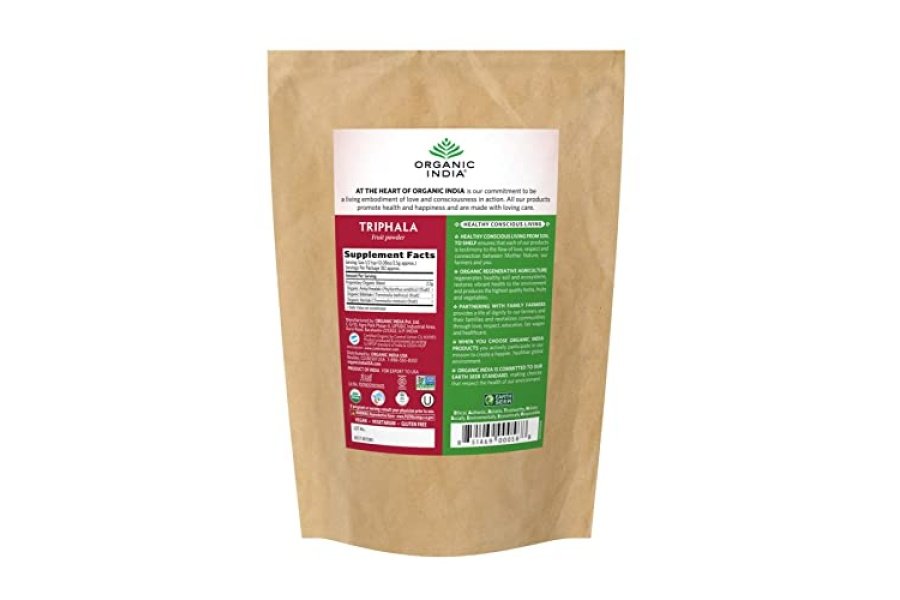 Cápsulas Organic India Triphala - Suplemento de hierbas con Amla, Bibhitaki, Haritaki, soporte para la digestión y el colon, soporte para el sistema inmunológico, adaptógeno, vegano, orgánico certificado por USDA - Bolsa de 1 libra - Image 2