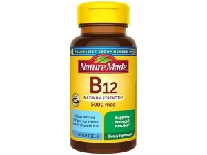 Nature Made Vitamina B12 de máxima potencia 5000 mcg, suplemento dietético para apoyar el metabolismo energético, 60 cápsulas blandas, suministro para 60 días