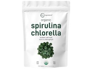 Tabletas orgánicas de Chlorella Spirulina, 3000 mg por porción, 720 unidades, suministro para 4 meses, superalimento mezcla 50/50, sin relleno, sin aditivos, pared celular agrietada, rica en proteína vegana y clorofila