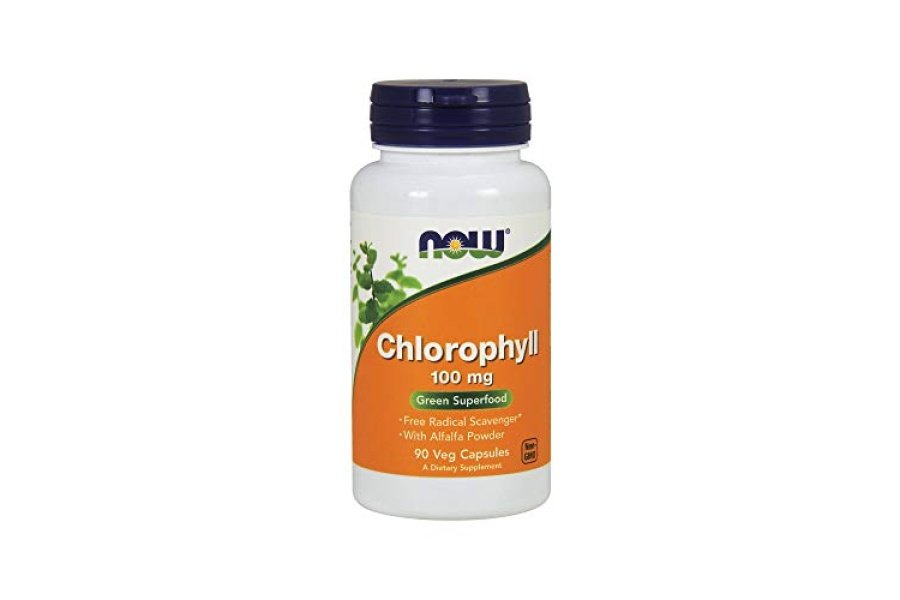 NOW Foods Suplementos, clorofila 100 mg con alfalfa en polvo, superalimento verde, 90 cápsulas vegetales
