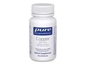Pure Encapsulations Glicinato de cobre 60's - Suplemento de cobre de 2 mg, apoya la formación de glóbulos rojos* - Ayuda al metabolismo energético - Sin OGM y vegano - 60 cápsulas