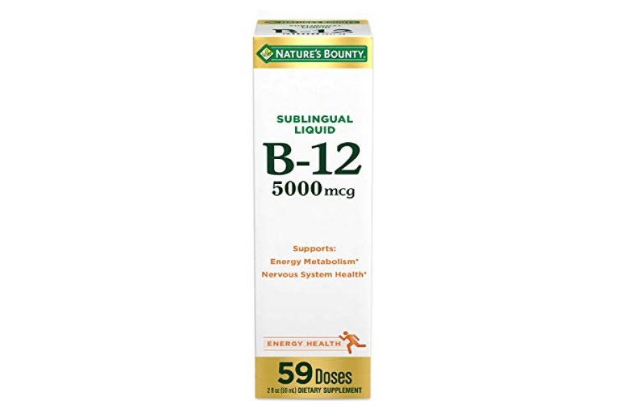 Nature's Bounty Vitamina B12 5000 Mcg Líquido sublingual, salud cardiovascular y apoyo de energía celular, 2 onzas líquidas (1 unidad)