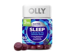 OLLY Gomitas para dormir extra fuertes, apoyo ocasional para dormir, 5 mg de melatonina, L-teanina, manzanilla, bálsamo de limón, ayuda para dormir, mora - 50 unidades