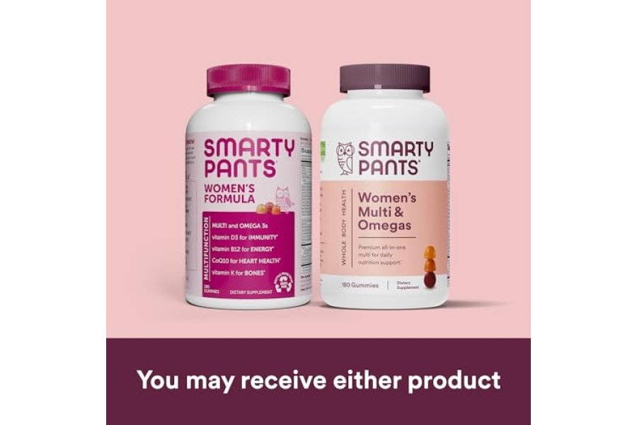 Gomitas multivitamínicas para mujeres SmartyPants: aceite de pescado Omega 3 (EPA/DHA), metilfolato, CoQ10, vitamina D3, C, vitamina B12, B6, vitamina A, K y zinc, sin gluten, 180 unidades (suministro para 30 días) - Image 2