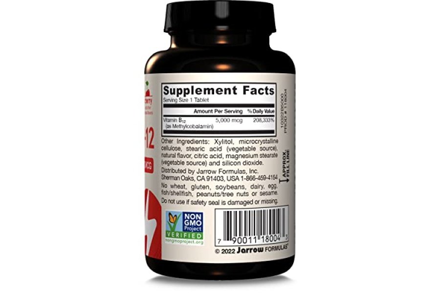 Jarrow Formulas Metil B-12 de máxima potencia 5000 mcg, suplemento dietético para la producción de energía celular y apoyo a la salud cerebral, 60 tabletas masticables con sabor a cereza, suministro para 60 días - Image 9
