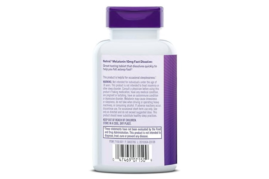 Natrol Sleep Melatonina 10 mg tabletas de disolución rápida, ayuda para dormir durante la noche para adultos, 100 tabletas de melatonina con sabor a fresa, suministro para 100 días - Image 10