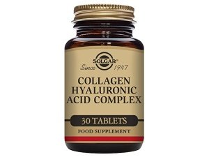 Complejo de ácido hialurónico de colágeno Solgar, 30 tabletas - Colágeno hidrolizado tipo 2 - Ayuda con líneas finas y arrugas - Aumenta el colágeno y la elasticidad de la piel - Sin OGM, sin gluten ni lácteos - 30 porciones