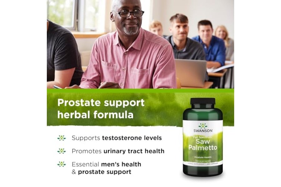 Swanson Saw Palmetto Suplemento herbario para hombres Salud de la próstata Suplemento para el cabello Salud urinaria 540 mg 250 cápsulas - Image 3