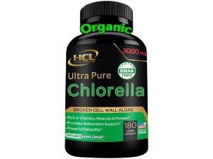 Cápsulas de Chlorella Orgánica 3000 mg - Suplemento de algas verdes azules de pared celular agrietada - Mejor limpieza desintoxicante natural - Vitaminas vegetales Minerales Clorofila Píldoras en polvo de proteína vegana - Fabricado en Estados Unidos