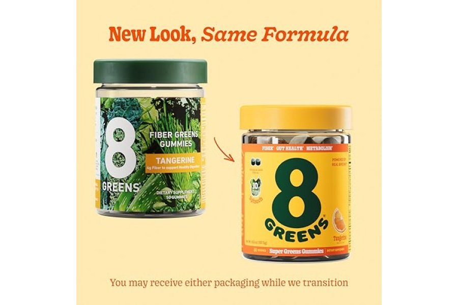 8Gomitas Greens Fiber Super Greens | Fibra, Salud Intestinal, Metabolismo. Salud digestiva, mejora el sistema inmunológico y la salud digestiva con 8 verdes reales - Fórmula sin OGM, gomitas, sabor a mandarina, 50 unidades - Image 2