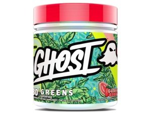GHOST Greens Superfood Powder, guayaba Berry - 30 porciones - 19 súper verdes y rojos, frutas, verduras, espirulina y clorella, prebióticos, 10 mil millones de CFU probióticos y enzimas digestivas - Sin gluten