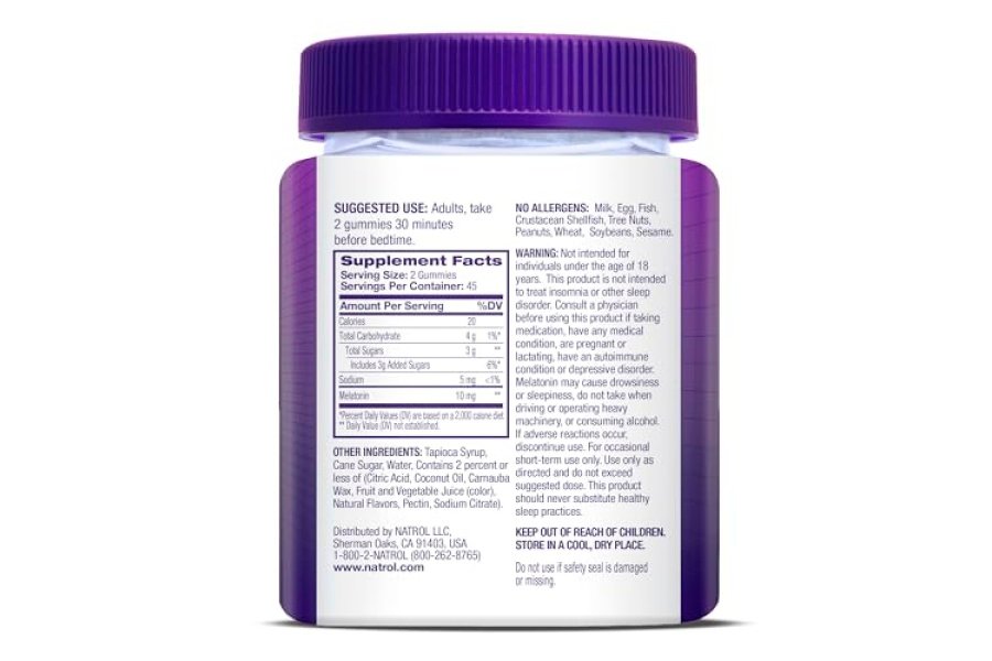 Natrol Gomitas de melatonina de 10 mg, apoyo para dormir para adultos, suplementos de melatonina para dormir, 90 gomitas con sabor a fresa, suministro para 45 días - Image 10