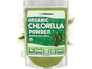 XPRS Nutra Polvo de clorella orgánica - Polvo de clorofila de pared celular rota - Polvo orgánico de clorella para inmunidad - Polvo de clorella vegano orgánico para proteína completa (4 onzas)