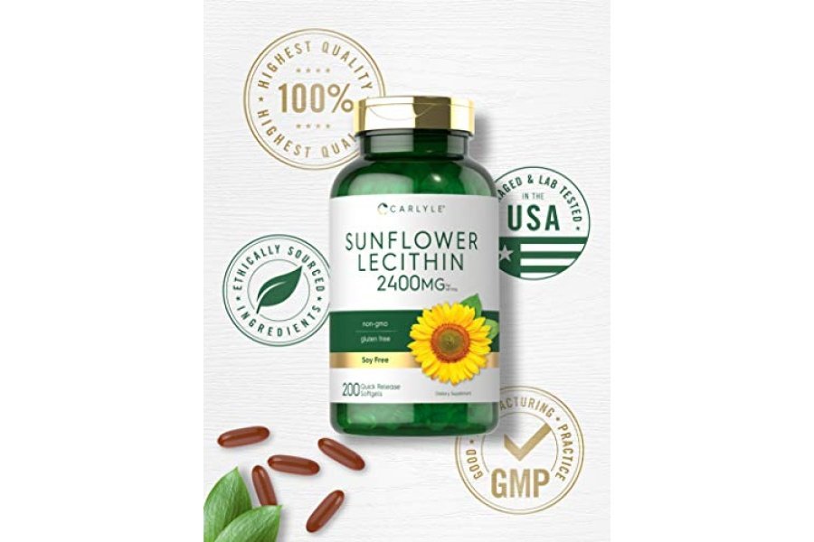 Cápsulas blandas de lecitina de girasol Carlyle | 2400 mg | 200 unidades | Rico en fosfatidilcolina | Suplemento sin OGM, sin soja y sin gluten - Image 5