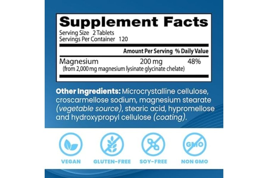 Doctor's Best Lisinato de glicinato de magnesio de alta absorción, 100% quelado, sin OGM, vegano, sin gluten ni soja, 100 mg, 240 unidades - Image 3
