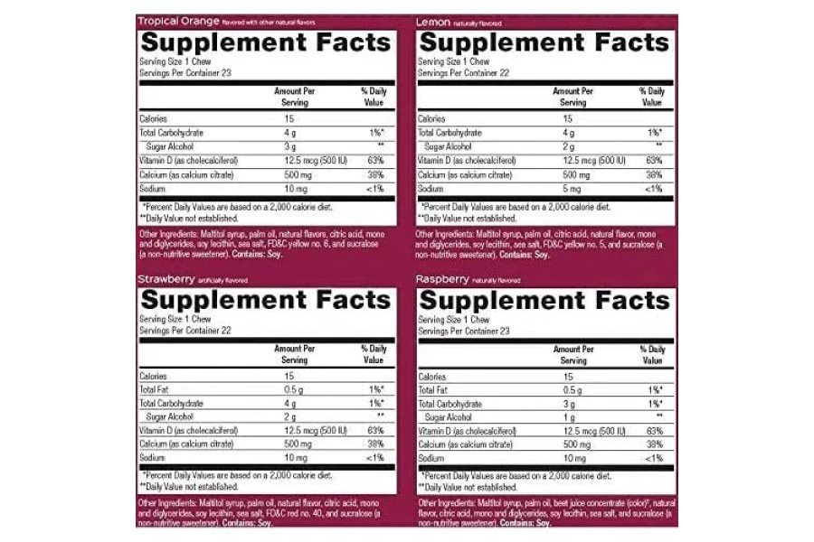 Bariatric Advantage Citrato de calcio masticable picaduras 500 mg - para pacientes de cirugía bariátrica - Vitamina D3 - Suplemento de calcio masticable sin azúcar - Masticables de calcio bariátrico - Fruta variada - 90 unidades - Image 2