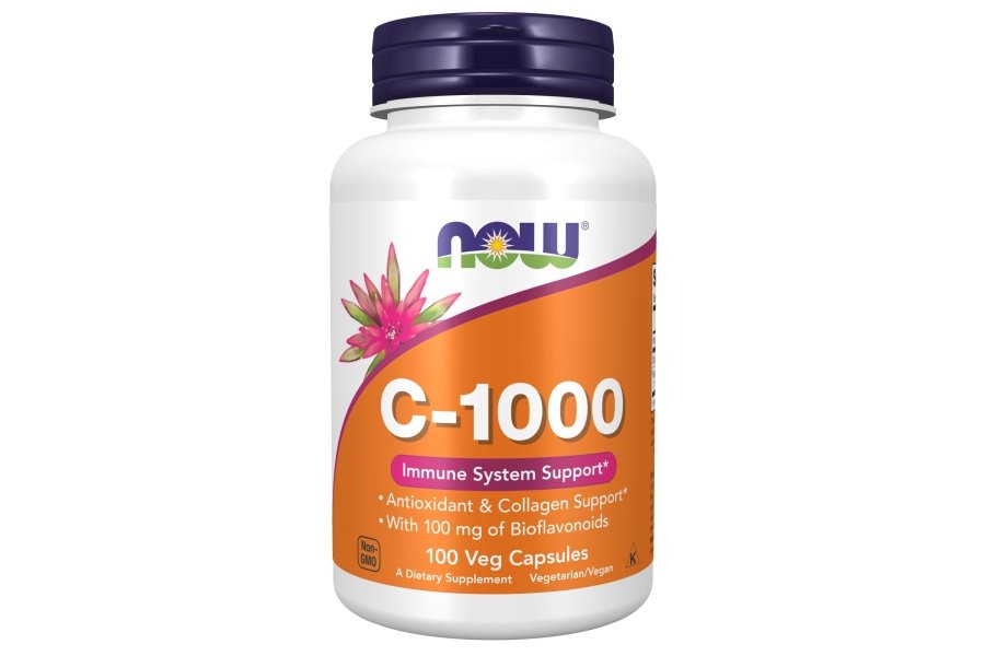 NOW Suplementos, vitamina C-1000 con 100 mg de bioflavonoides, protección antioxidante*, 100 cápsulas vegetales