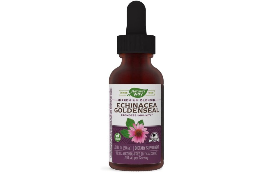 Nature's Way Premium Formula Echinacea-Goldenseal, 250 mg por porción, 99,9 % sin alcohol, 1,01 oz.