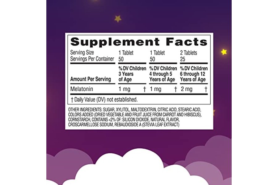 Zarbee's Kids Tableta masticable de melatonina de 1 mg, suplemento para dormir eficaz y sin drogas, tabletas con sabor a uva natural fáciles de tomar para niños de 3 años en adelante, 50 unidades - Image 6