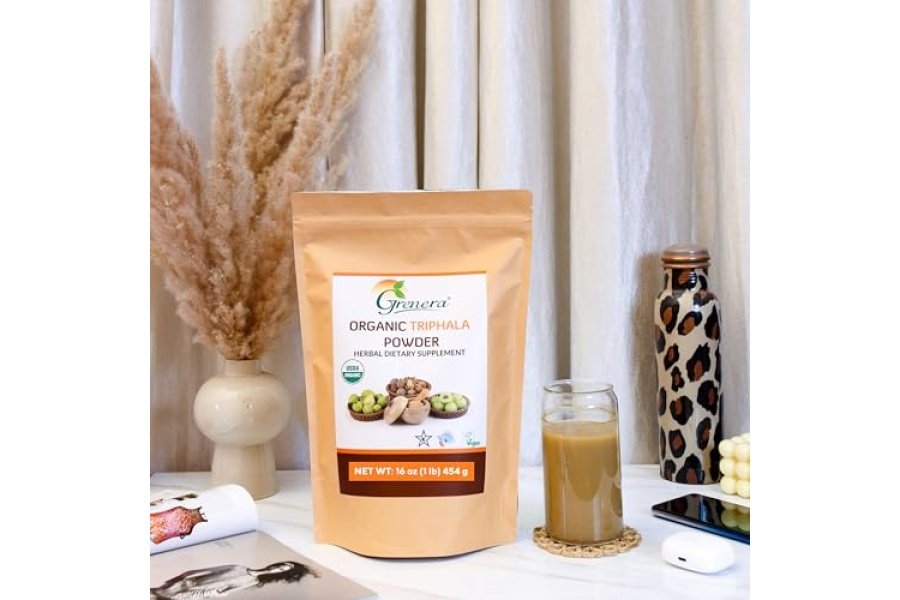 Grenera Triphala en polvo orgánico 1 libra (16 onzas) 454 gramos - Hecho con Amalaki orgánico, Bibhitaki orgánico, fruta Haritaki orgánica - USDA orgánico, vegano, certificado Kosher - Image 5