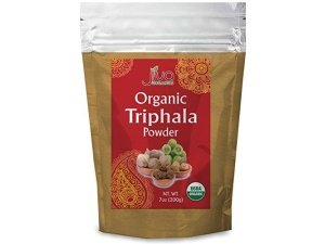 Jiva Organics Triphala en polvo orgánico, bolsa de 7 onzas, mezcla de frutas molidas de Amla, Bhibitaki y Haritaki, 100% natural y sin OGM