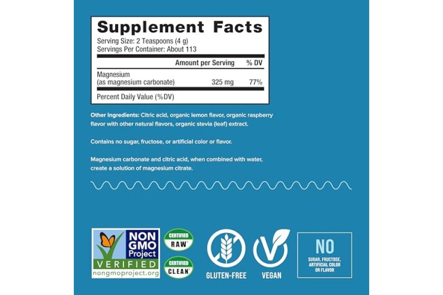 Natural Vitality Calm, suplemento de citrato de magnesio, mezcla de bebida en polvo antiestrés, sin gluten, vegano y sin OGM, limón frambuesa, 16 oz - Image 3