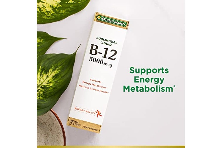 Nature's Bounty Vitamina B12 5000 Mcg Líquido sublingual, salud cardiovascular y apoyo de energía celular, 2 onzas líquidas (1 unidad) - Image 6