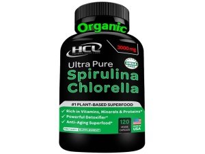 Chlorella Spirulina Cápsulas en polvo orgánicas 3000 mg de algas verdes azules más puras sin BMAA - Las mejores vitaminas veganas crudas de desintoxicación natural Proteína Superalimento verde - Fabricado en EE. UU.