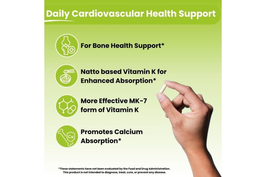 NutriZing K2 Suplemento vitamínico MK-7 - Alta resistencia 600 mcg - Apoya la salud ósea y arterial - 90 cápsulas veganas - Vitamina K2 para hombres y mujeres - Suministro de 3 meses - Image 5