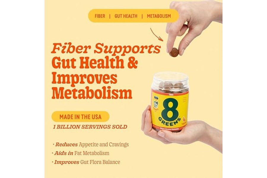 8Gomitas Greens Fiber Super Greens | Fibra, Salud Intestinal, Metabolismo. Salud digestiva, mejora el sistema inmunológico y la salud digestiva con 8 verdes reales - Fórmula sin OGM, gomitas, sabor a mandarina, 50 unidades - Image 7