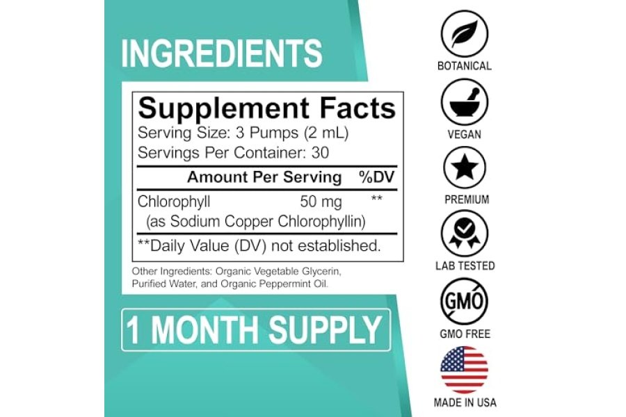 Gotas líquidas de clorofila desintoxicación corporal - Gotas de clorofila líquida veganas Suplemento de limpieza de olores, apoyo energético e inmunológico, desodorante interno, suplemento desodorizante corporal - Agua de clorofila natural 2 oz - Image 6