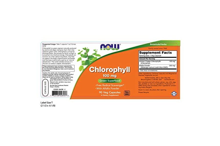 NOW Foods Suplementos, clorofila 100 mg con alfalfa en polvo, superalimento verde, 90 cápsulas vegetales - Image 2