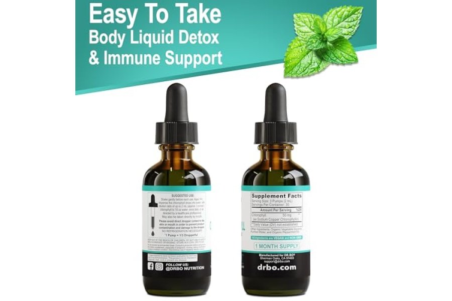 Gotas líquidas de clorofila desintoxicación corporal - Gotas de clorofila líquida veganas Suplemento de limpieza de olores, apoyo energético e inmunológico, desodorante interno, suplemento desodorizante corporal - Agua de clorofila natural 2 oz - Image 9
