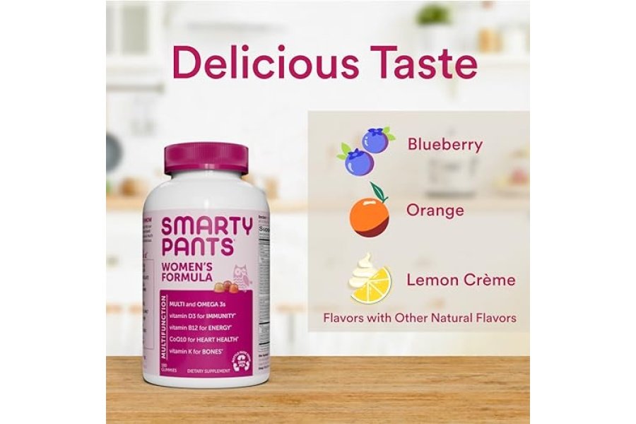 Gomitas multivitamínicas para mujeres SmartyPants: aceite de pescado Omega 3 (EPA/DHA), metilfolato, CoQ10, vitamina D3, C, vitamina B12, B6, vitamina A, K y zinc, sin gluten, 180 unidades (suministro para 30 días) - Image 7