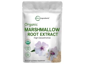 Micro Ingredients Polvo de raíz de malvavisco orgánico, 8 onzas, sin relleno y de uso tradicional, apoya la salud gastrointestinal digestiva, no irradiado y sin OGM, apto para veganos
