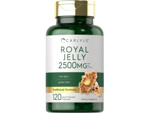 Cápsula de jalea real Carlyle | 2500 mg | 120 cuentas | Fórmula sin OGM y sin gluten | Suplemento Tradicional
