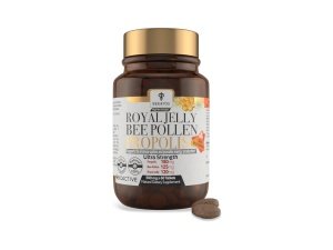 BEE and YOU Royal Jelly Tablet, extracto de propóleo, polen de abeja, superalimento 100% natural, ultra puro, suplemento de apoyo inmunológico, mejora la energía, concentración, antioxidantes, fresco, cetogénico, paleo, sin gluten | 60ct
