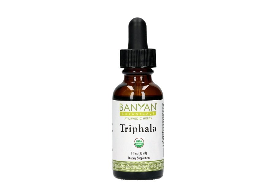 Extracto herbario líquido Triphala de Banyan Botanicals – Extracto orgánico de Triphala con Amla, Haritaki y Bibhitaki – para desintoxicación diaria, regularidad y rejuvenecimiento* – 1 oz. – Vegano de origen sostenible y sin OGM