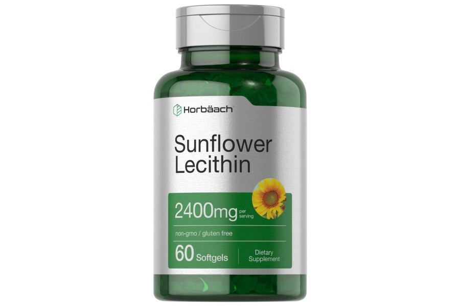 Horbäach Lecitina De Girasol 2400mg | 60 cápsulas de gelatina blanda | Fosfolípidos naturales | Suplemento sin OGM, sin gluten |