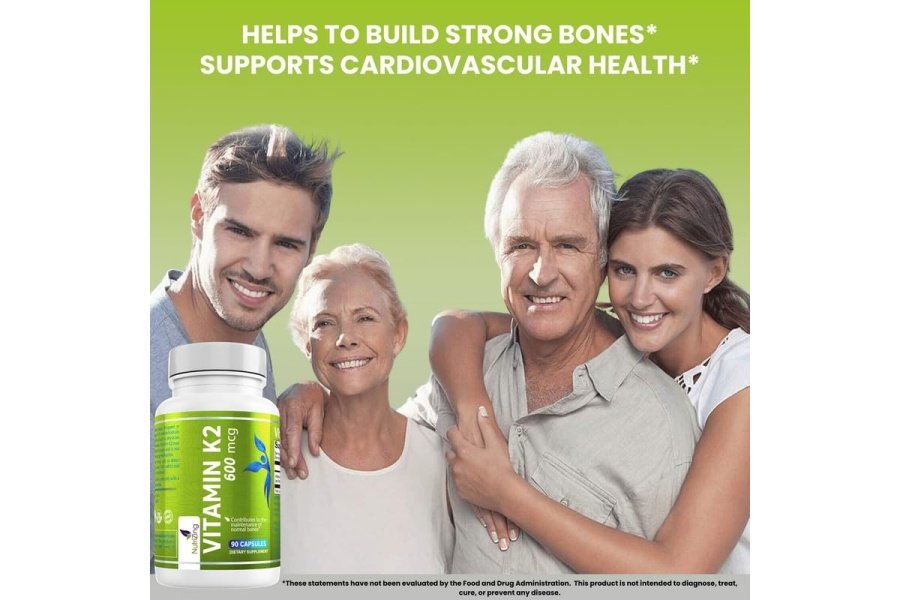 NutriZing K2 Suplemento vitamínico MK-7 - Alta resistencia 600 mcg - Apoya la salud ósea y arterial - 90 cápsulas veganas - Vitamina K2 para hombres y mujeres - Suministro de 3 meses - Image 3